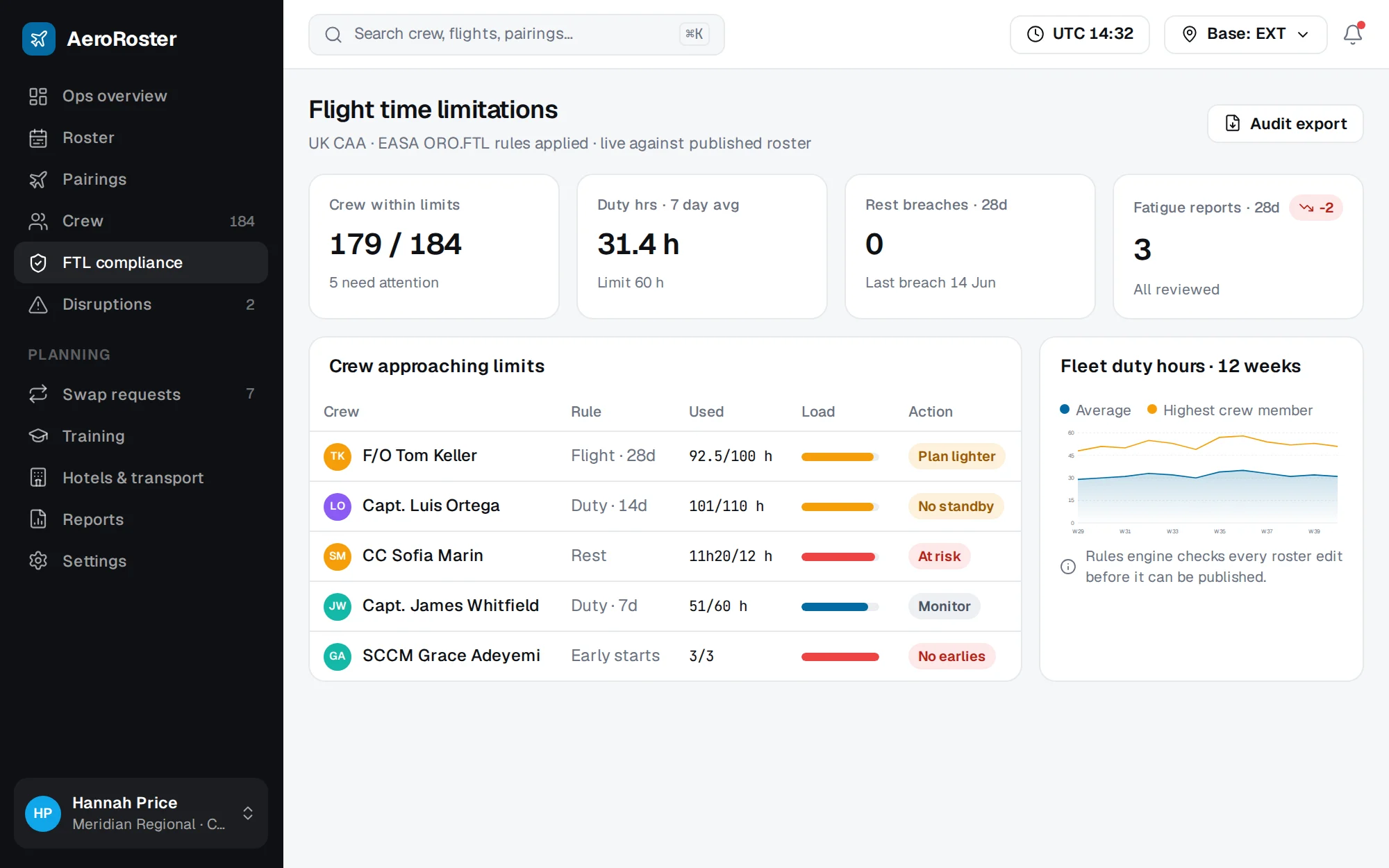 AeroRoster web app screen 2