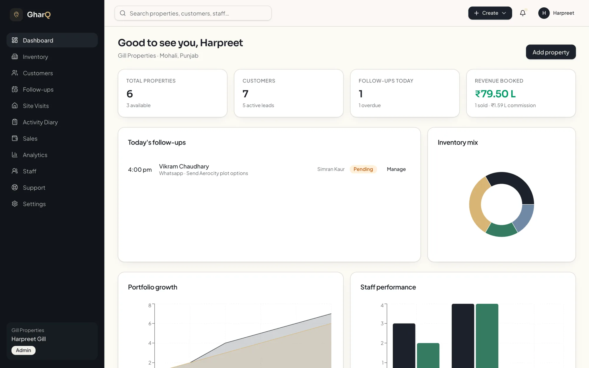 GharQ web app screen 1